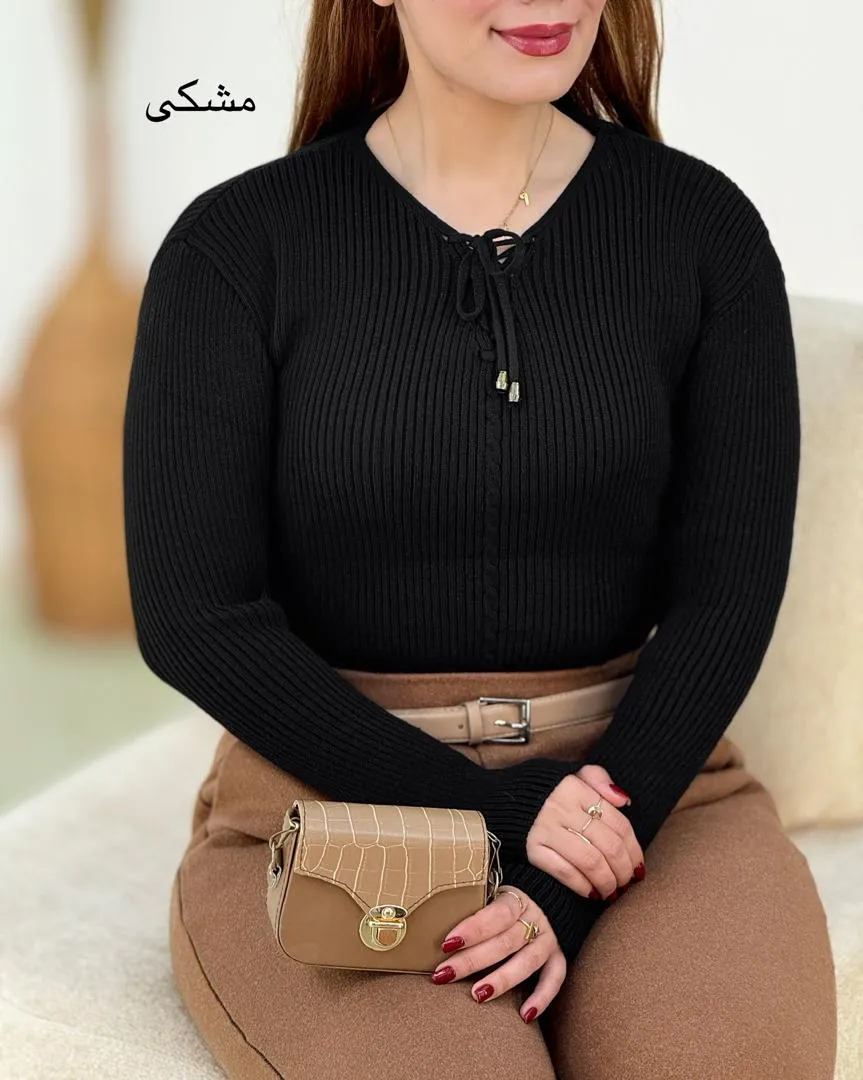 بلوز بافت یقه بنددار کد h758_5 بلوز بافت یقه بنددار کد h758