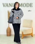 ست بافت بلوز پلنگی وشلوار نیم بگ کد h699_1