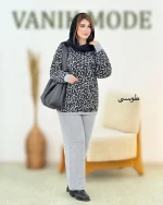 ست بافت بلوز پلنگی وشلوار نیم بگ کد h699_4