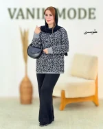 ست بافت پلنگی یقه گرد کد h772_7