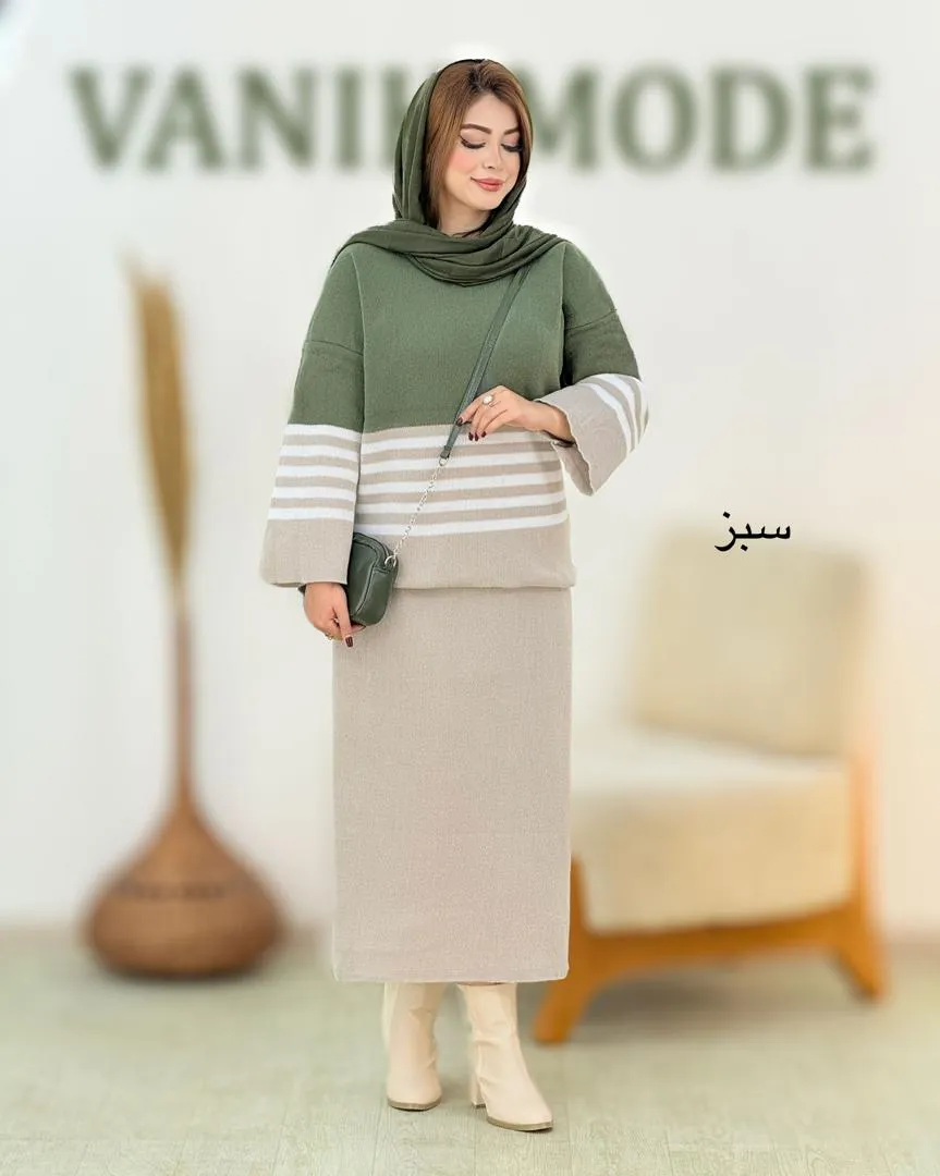 ست بلوز راه راه ودامن کمرکش کد h692 1 ست بلوز راه راه ودامن کمرکش کد h692