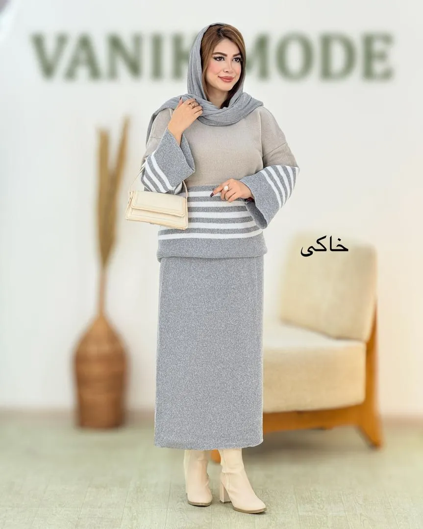 ست بلوز راه راه ودامن کمرکش کد h692_3 ست بلوز راه راه ودامن کمرکش کد h692