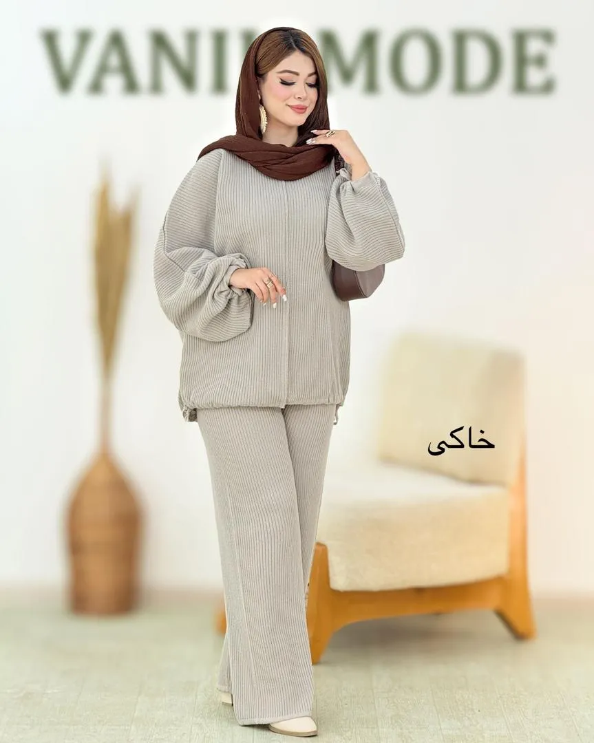 ست بلوز گت دار و شلوار بگ استایل کد h767_5 ست بلوز گت دار و شلوار بگ استایل کد h767