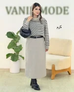 ست بلوز یقه گرد و دامن چاکدار کد h491 (2)