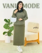 ست بلوز یقه گرد و دامن چاکدار کد h491_1