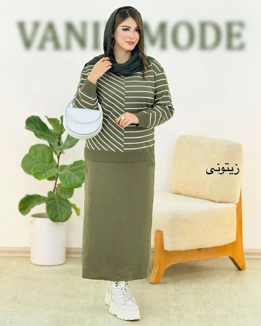 ست بلوز یقه گرد و دامن چاکدار کد h491_1 ست بلوز یقه گرد و دامن چاکدار کد h491