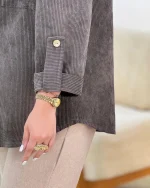 شومیز صلیبی جلو جیب مخمل کد h729_3