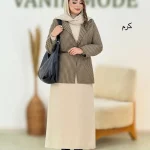 کت دامن کمربند دار گندمی کد h730