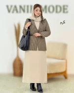 کت دامن کمربند دار گندمی کد h730_3