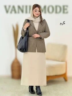 کت دامن کمربند دار گندمی کد h730