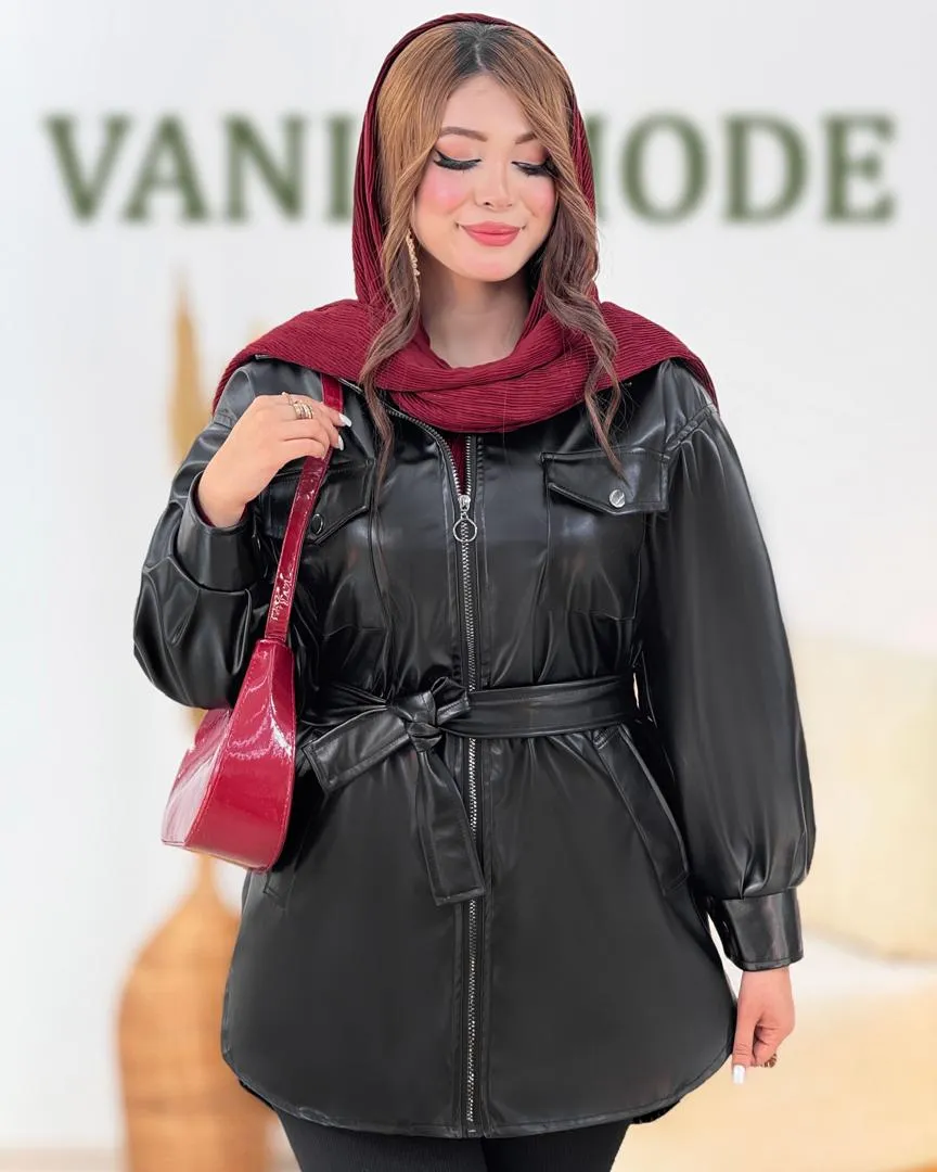 کت چرم چهار جیب بنددار کد h769_1 کت چرم چهار جیب بنددار کد h769